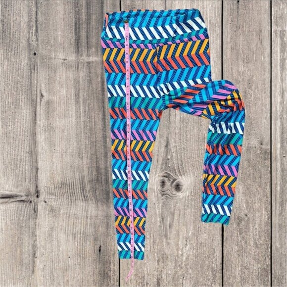 LuLaRoe Blue Colorful Geometric Chevron Stripe Pattern Leggings Pants Women's - Picture 4 of 8